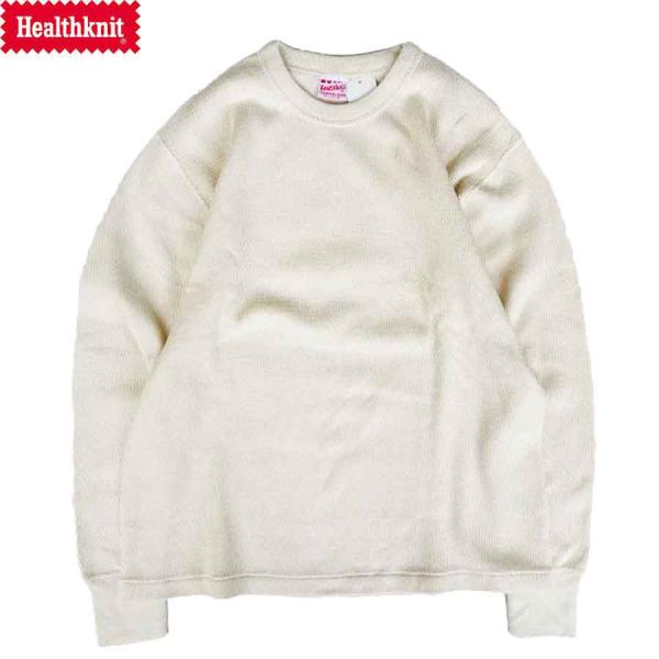 HEALTHKNIT 52023 THERMAL KING RASCHEL HONEYCOMB CREW NECK L/S T-SHIRTS NATURAL ヘルスニット サーマルキング ハニカムサーマル ロンT ナチュラル