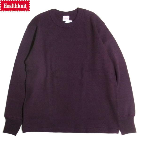 HEALTHKNIT 52023 THERMAL KING RASCHEL HONEYCOMB CREW NECK L/S T-SHIRTS EGGPLANT ヘルスニット サーマルキング ハニカムサーマル ロンT エッグプラント
