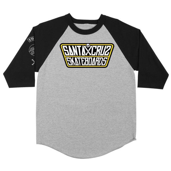 SANTA CRUZ / �T���^�N���[�Y JDOUBLE CROSSED RAGLAN 3/4 SLEEVE T SHIRT ���O���� �x�[�X�{�[�� T�V���c ATHLETIC HEATHER/BLACK �A�X���`�b�N�w�U�[/�u���b�N
