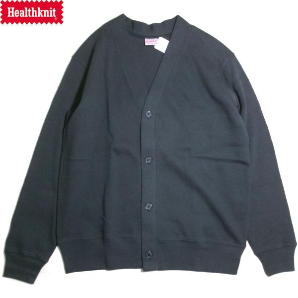 HEALTHKNIT 52026 THERMAL KING RASCHEL HONEYCOMB CARDIGAN FADE BLACK ヘルスニット サーマルキング ハニカムサーマル カーディガン フェード ブラック