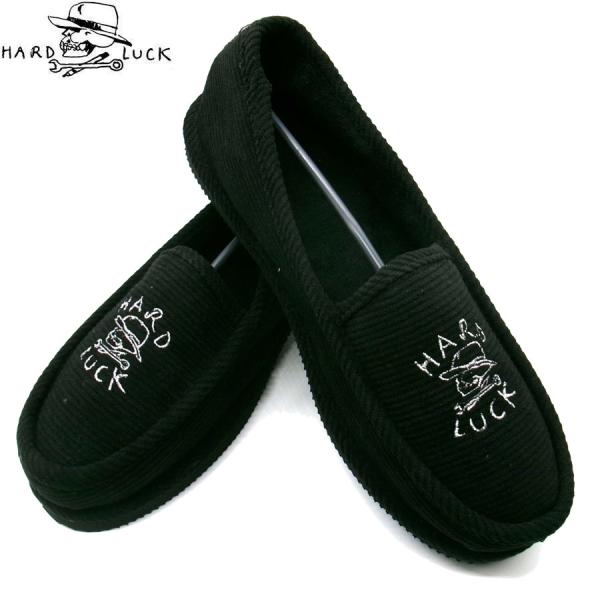 HARD LUCK HARD TIME HOUSE SLIPPERS ROOM SHOES BLACK/GREY ハードラック ハードタイム ハウス スリッパ ルームシューズ コーデュロイ ブラック/グレー