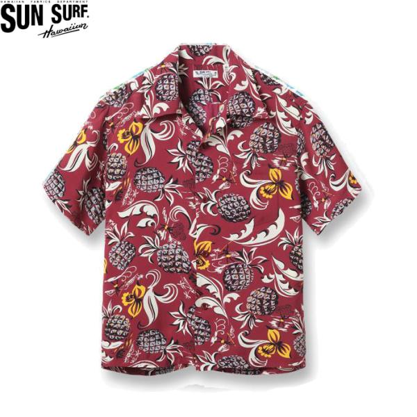 SUN SURF サンサーフ 半袖 レーヨン ハワイアンシャツ ブラウン アロハ 