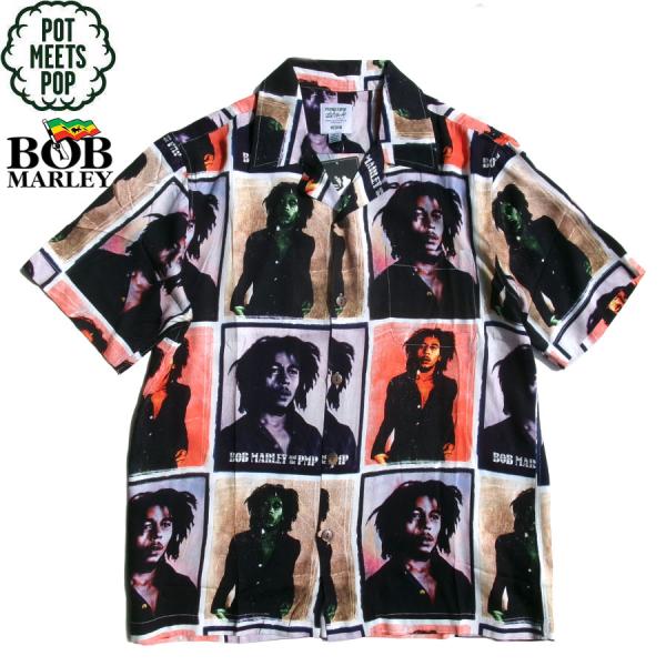 POT MEETS POP BOB MARLEY PHOTO ALOHA SHIRTS MULTI ポット ミーツ