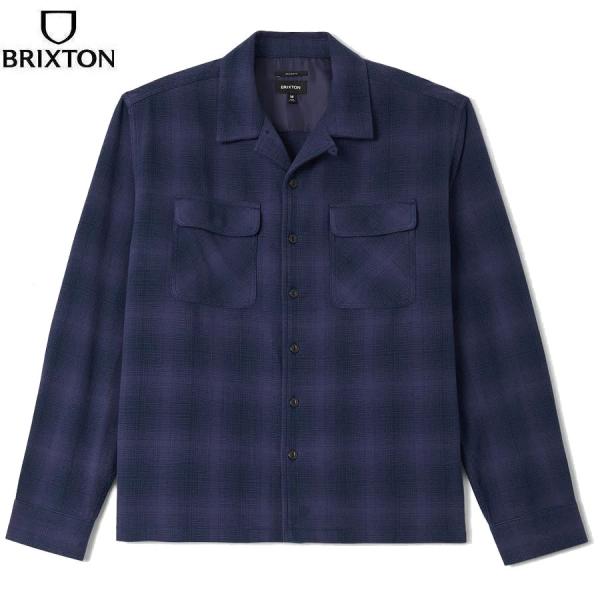 BRIXTON CENTURY OVERSHIRT BLUE / NAVY SHADOW 01522 ブリクストン 長袖 オーバーシャツ ブルー / ネイビー シャドウ オープンカラーシャツ メンズ 送料無料