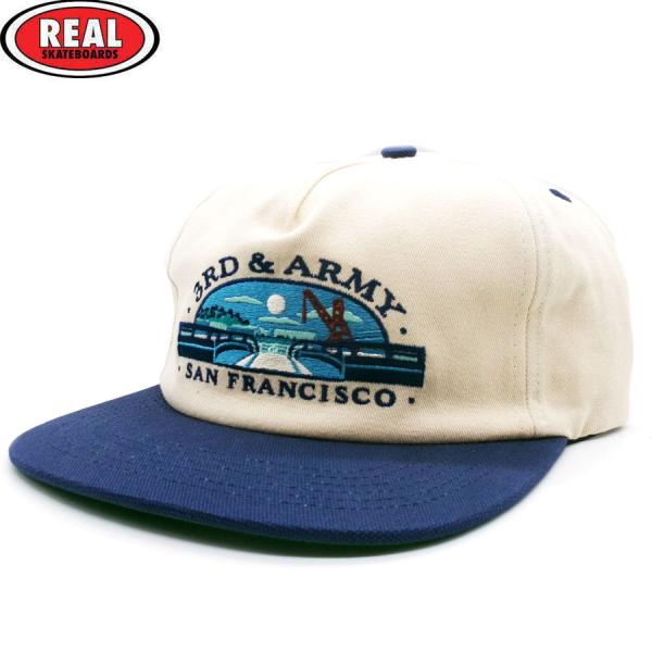 REAL SKATEBOARDS 3RD&ARMY SNAPBACK CAP NATURAL/NAVY リアル