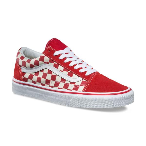 vans old skool primary check red