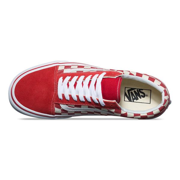 vans old skool primary check red