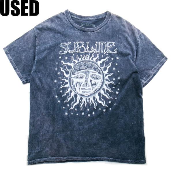 USED-154】SUBLIME S/S T-SHIRTS BLACK GARMENT DYE サブライム バンド