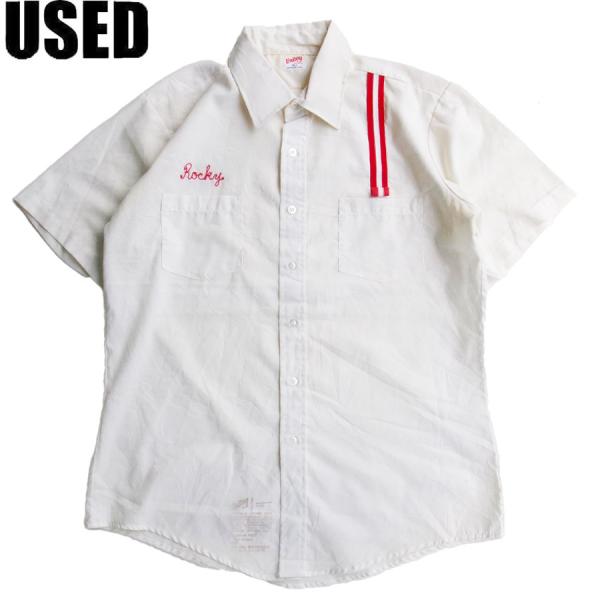 USED-186】70's UNITOG S/S WORK SHIRTS WHITE MADE IN USA ユニトグ