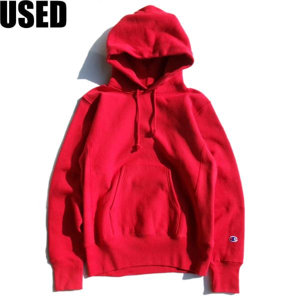 USED-382】CHAMPION REVERSE WEAVE HOODIE RED チャンピオン リバース