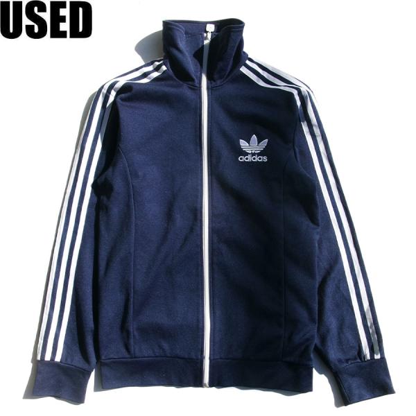 USED-365】 adidas TRACK JACKET JERSEY NAVY アディダス トラック