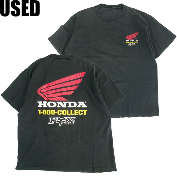 USED-245】 90's HONDA FOX S/S T-SHIRTS BLACK ホンダ フォックス 90