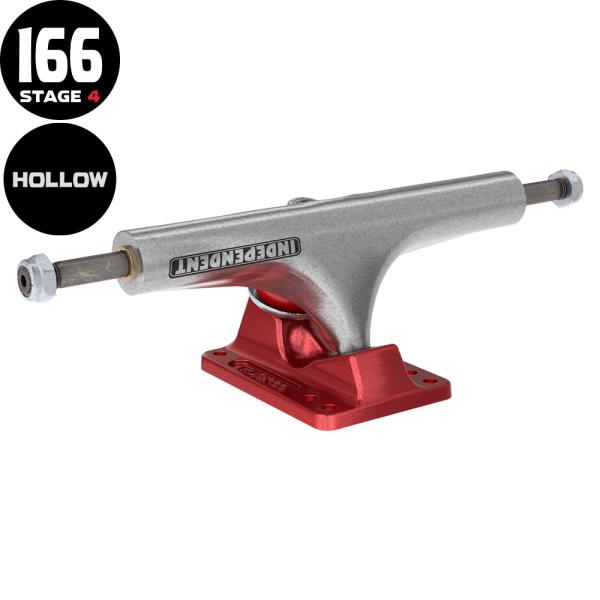 インディペンデント INDEPENDENT 166 HOLLOW BAR LOGO SILVER ANO RED STANDARD TRUCKS(STAGE4) トラック スタンダード インディー 1個(2606)