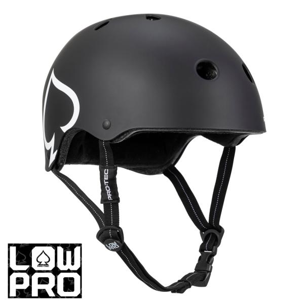 プロテック PRO-TEC LOW PRO CERTIFIED MATTE BLACK ヘルメット ロープロ マットブラック プロテクター 大人用 つや消し 黒 PROTEC スケートボード (2502)