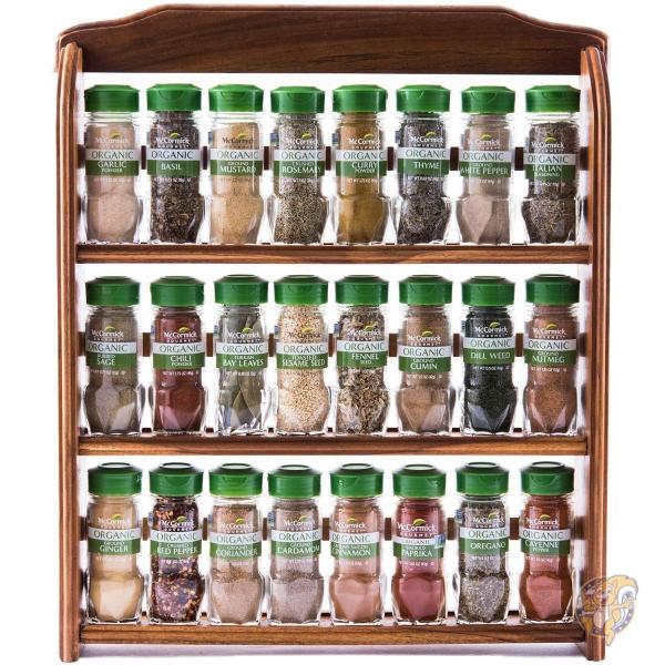 スパイス入りスパイス瓶24点セット Mccormick Gourmet 木製3層ラック付き Pit Ac In