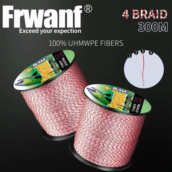 Frwanf 編組釣り糸 4 ストランド 300 メートル 2-100LB 目に見えない釣り糸混合色斑点ラインマルチフィラメント斑点 PE ライン