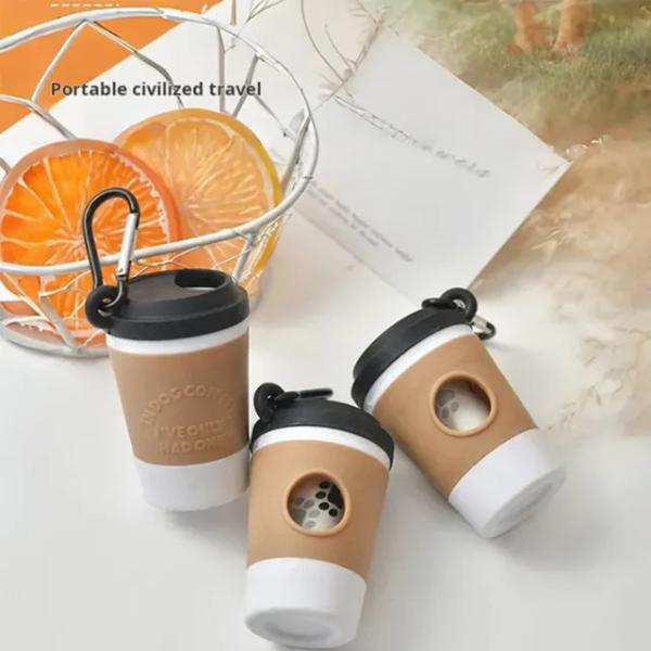 携帯用ペット糞便ゴミ箱ディスペンサー、クリエイティブなコーヒーカップ型犬用ゴミ収納デザイン、屋外犬の散歩用ゴミ袋収納ボックス