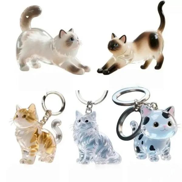 かわいい猫の毛収納キーホルダーバッグペンダント透明ペットの毛皮記念品カプセルお土産コレクションギフト装飾アクセサリー