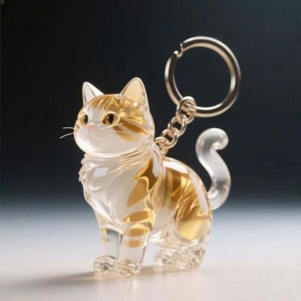 新しいかわいい猫の毛収納キーホルダーバッグペンダント透明ペット毛皮記念品カプセルお土産コレクション装??飾アクセサリー