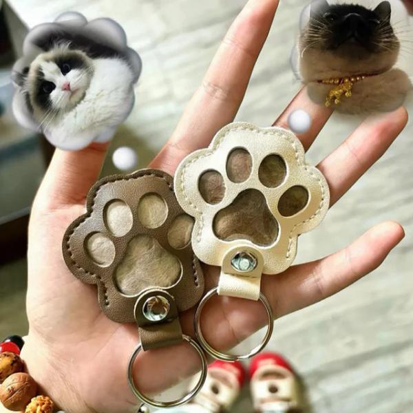 ペットの毛メモリアルキーホルダー Pu レザー記念品ロケット猫犬毛皮コレクションメモリアルキーリングギフト装飾アクセサリー