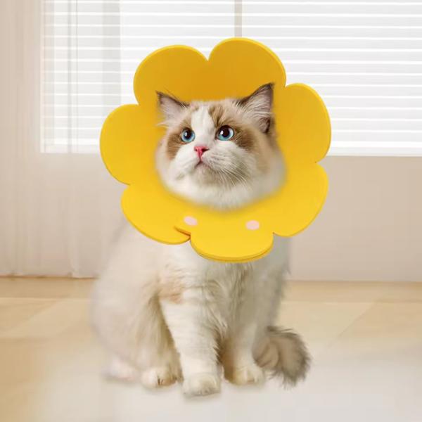 ペット用フラワー型調節可能首輪、小型動物、猫、犬用のかわいいソフト保護ネックリング、舐め防止、創傷治癒首輪