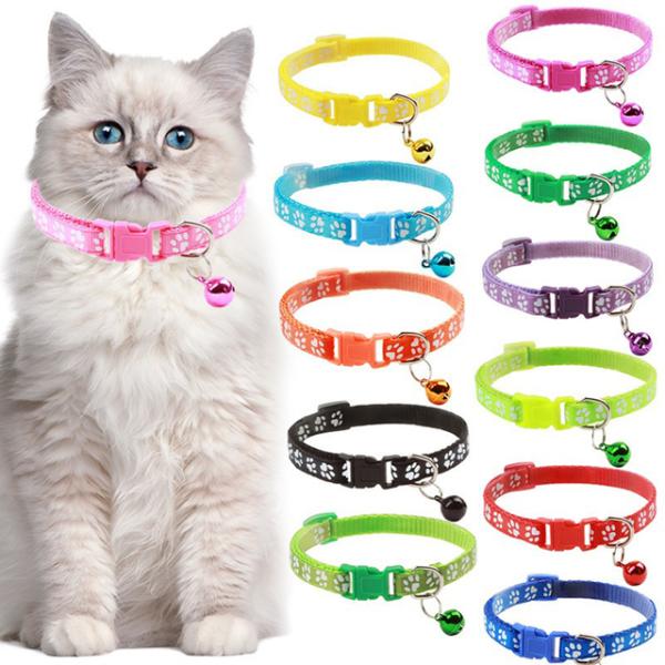 マルチカラーの犬柄ペット用首輪 - 調節可能なロープカラー、鈴付き、猫や子犬用のネックレススタイル