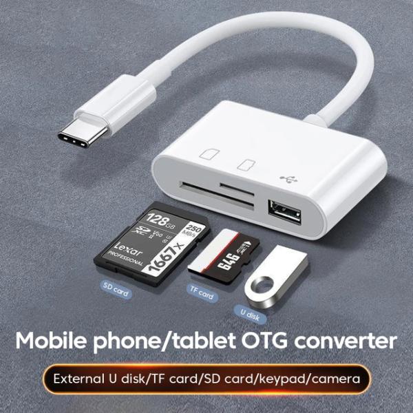 3 in 1 Micro USB Type C Adapter Multifunctional USB TF SD Card Reader USB-C