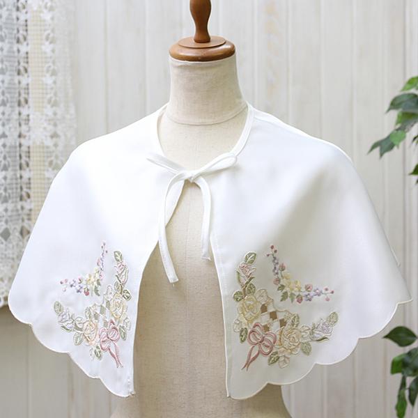 ケープ リボン＆ローズ 刺繍＆カットワーク お化粧ケープ : ami-brugge