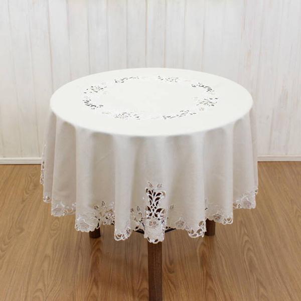 テーブルクロス 約150cm カットワーク刺繍 丸テーブル テーブルクロス 約150cm カットワーク刺繍 丸テーブル