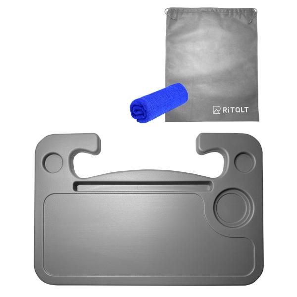 他サイト： 車 ハンドル テーブル 運転席 取付カンタン!! 車内 PC パソコン 食事 机 車中泊 両面仕様 タブレットスタンド （ライトグレー）の商品画像