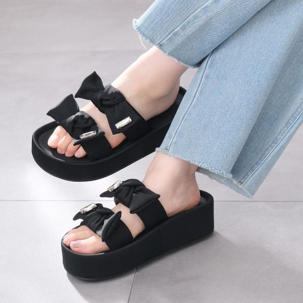 2687【美品】サカイ 厚底レザーサンダル レースアップ ヴィブラムソール サンダル 厚底 ダブルリボンサンダル レディース 疲れない 歩きやすい5