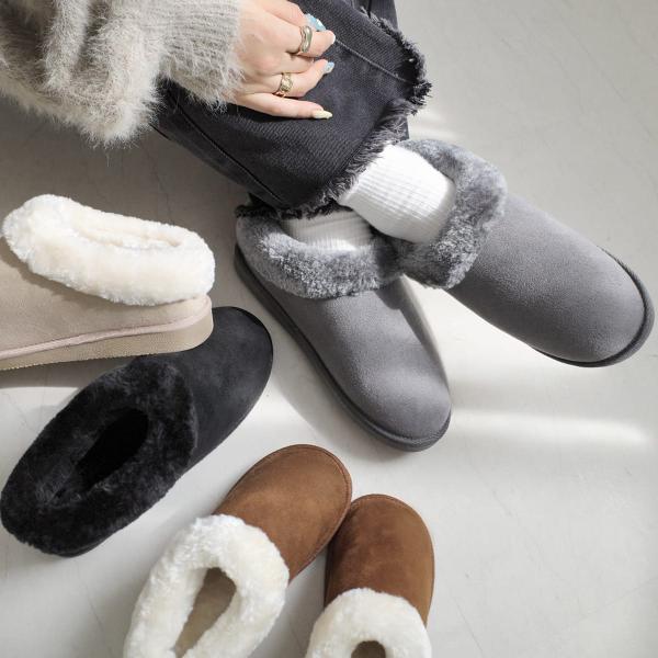 寒い季節の必需品！毎年大人気！もこもこムートンスリッパ脱ぎ履きしやすく、歩いてもかかとがズレにくいからルームシューズやオフィススリッパとしても大活躍。たっぷりのふわふわムートンが足を包みこんでくれて、つま先まで暖かく冷え対策に最適。冬は毎日...