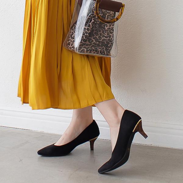 パンプス 黒 レディース ヒール ミドルヒール 痛くない 走れる 美脚 ポインテッドトゥ ゴールドライン スエード Mj1ss Buyee Buyee Japanese Proxy Service Buy From Japan Bot Online