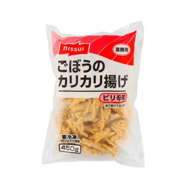 【冷凍】中国産の薄皮つきの千切りごぼうをカラッと揚げました。カリカリとした食感でピリ辛の味つけです。※在庫以上の数量をご希望の場合は、お手数ですがご注文前に弊社までお電話にてご連絡頂きたくお願い申し上げます。