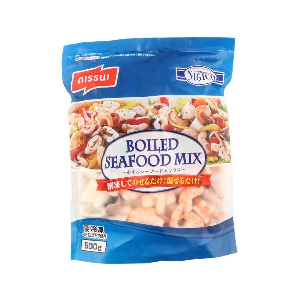 【冷凍】鮮度のよい天然えび・やりいか・いいだこをボイル後、急速凍結加工しました。ニッスイ独自の技術でソフトな食感に仕上げてあります。サラダはもちろん、ピザやパスタの具材など、幅広いメニュー作りにおすすめです。仕込時の原材料配合割合は、えび4...