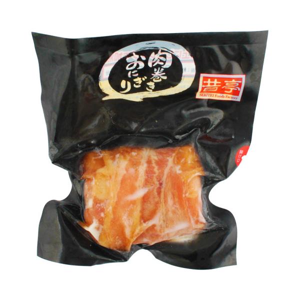 【冷凍】特製醤油ダレで味付けした豚バラ肉を酢飯のおにぎりに巻きました。※在庫以上の数量をご希望の場合は、お手数ですがご注文前に弊社までお電話にてご連絡頂きたくお願い申し上げます。