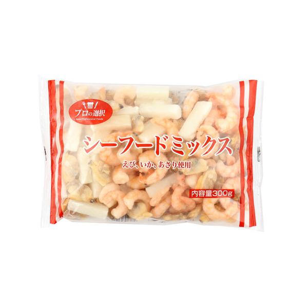 【冷凍】むきえび、いか、むきあさりを国内工場でミックスし製造した商品です。乾燥防止に氷の幕(グレーズ)をかけております。※製造時には十分注意しておりますが、原料の特性上、まれに海老の殻や貝殻が残っている場合がありますので、お召し上がりの際に...