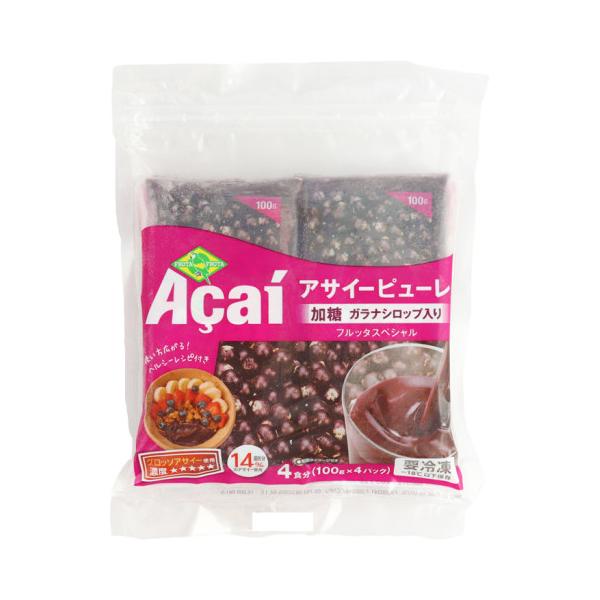 【冷凍】本商品は、高濃度のアサイーにガラナシロップで甘みを加えた、使いやすい加糖タイプのアサイーピューレです。アサイー固形分：14％。アサイーはブラジルアマゾンに生育するヤシ科の植物で、果実はその栄養価からスーパーフルーツと呼ばれています。...