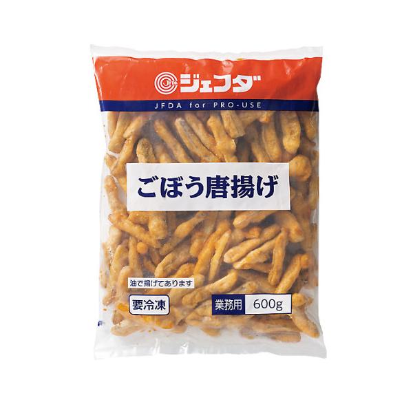 【冷凍】皮付きごぼうを使ったカリッとした食感の唐揚げ。ごぼうの風味を残すため、皮を残したまま長さ約6?のスティック状にカットし、しょう油、チキンエキス、香辛料で味付けをした衣をつけて、油ちょうした商品です。ごぼうはシャキッと、衣はサクッとし...