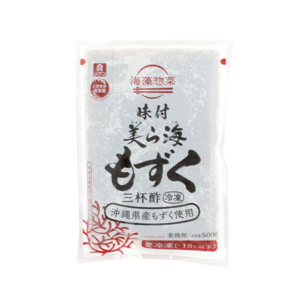 【冷凍】三杯酢で味付けした沖縄県産のもずくです。特有のシャキシャキ、ツルツルした食感はそのままに、程よい三味と甘味が楽しめます。解凍して盛りつけるだけでおいしいもずく酢になりますのでとても便利です。また、和え物や冷し麺のトッピングなどにもお...