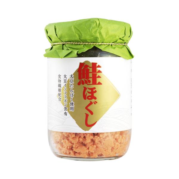 【常温】北の海で育まれた鮭を、食べやすくほぐしました。大豆たんぱくと食物繊維を加えた商品です。※鮭の骨が残っている場合がありますのでご注意ください。※びんのそこに油分等が溜まることがありますが、安心してお召し上がりください。※2026年3月...