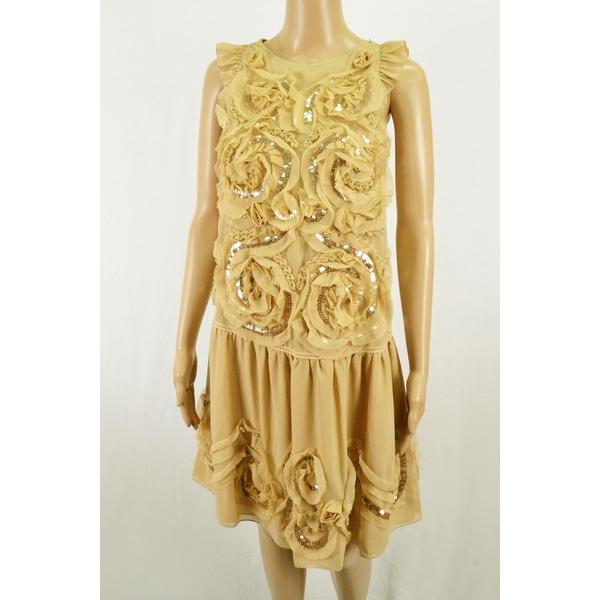 90%OFF 新品 エリザベッタフランキ ELISABETTA FRANCHI ワンピース 40 EOP326 Sサイズ ピンクベージュ レディース  Aライン 装飾デザイン