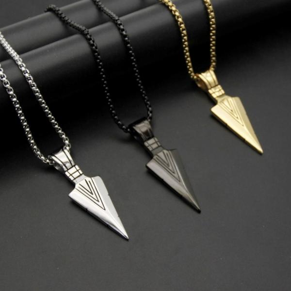 ペンダント スピアヘッド ネックレス 槍 メンズ ステンレス シルバー ゴールド ヘビメタ パンク ロック 送料無料