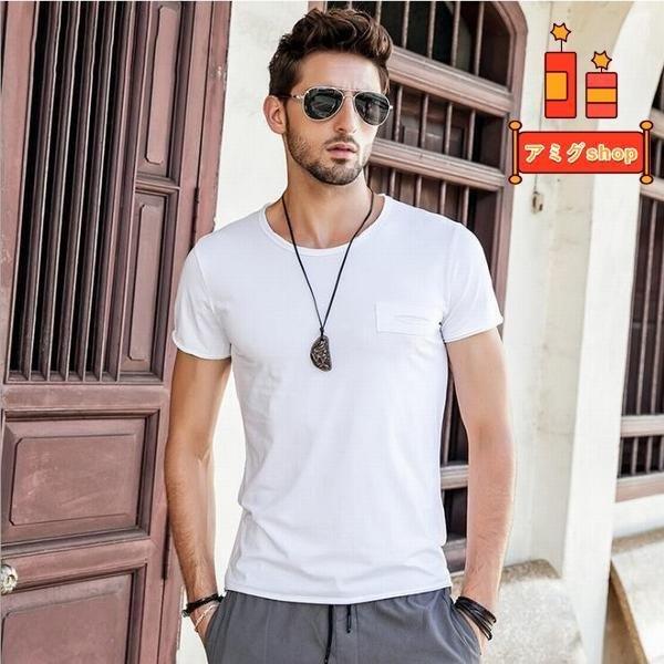 Tシャツ メンズ 半袖 Tシャツ ブラウス クルーネック カットソー Tシャツ シンプル春夏 トップス カジュアルシャツ メンズファッション 5 Hl0414 Kk164 アミグshop 通販 Yahoo ショッピング