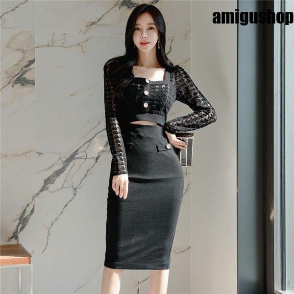 タイトワンピース タイトスカート レディース きれいめ ワンピース タイト 着痩せ お出かけ 大人 おしゃれ 上品 結婚式 パーティー 同窓会 飲み会 韓国風 Hl0511 Qqs747 アミグshop 通販 Yahoo ショッピング
