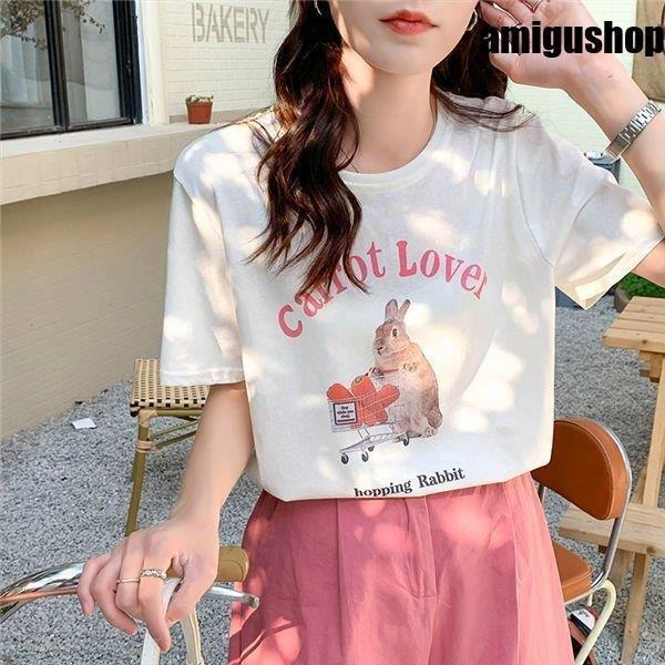 半袖tシャツ レディース プリント ロゴ 兎 かわいい ロングt おもしろい 半袖tシャツ 半そでtシャツ 代 30代 40代 リゾート サマー Hl0614 Iq385 アミグshop 通販 Yahoo ショッピング