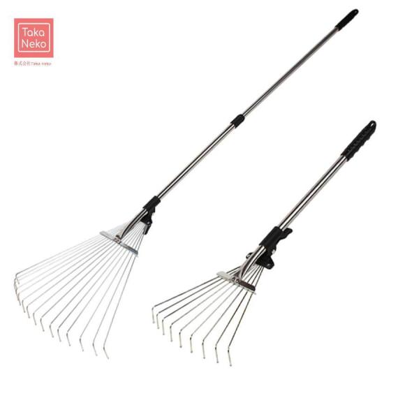 熊手 レーキ 伸縮式落ち葉 伸縮レーキ 折りたたみ葉 無臭 無毒 9/15爪 ガーデンツール アルミ パイプ柄 園芸 雑草 調整可能 庭掃除 落葉掃き レーキ農業 道具