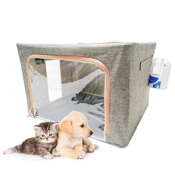 酸素室 ペット、ペット 酸素 ケージ 、ペット用酸素室 ペットケージ 酸素ボンベ犬 酸素室 酸素ICU ケージ 噴霧巣 酸素接続バルブを含む22L/66L/100L(ネブライザ