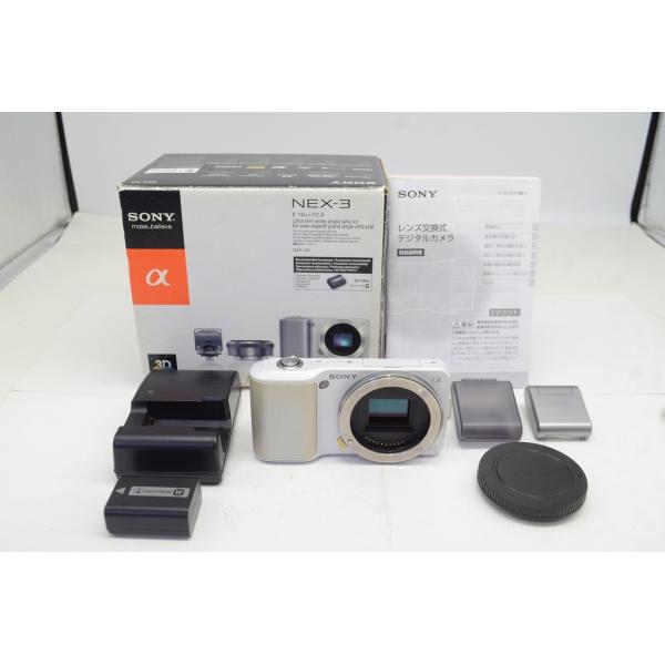 【商品名】SONY NEX-3【外観ランク】 良品【備考】【付属品】※元箱はレンズキット用です。付属品は写真に写っているものが全てとなります。 全ての商品は自店の専門スタッフがコンディションチェックを済ませておりますのでご安心ください。