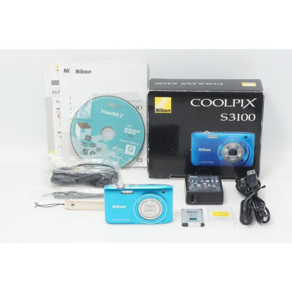 良品 Nikon ニコン COOLPIX S3100 コンパクトデジタルカメラ カジュアルブルー 元箱付 260916m